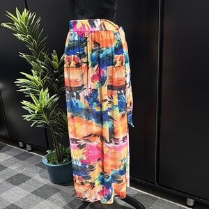 Sheer beachy vibe  multicolor patterned wrap tie sarong skirt, summer,vacation